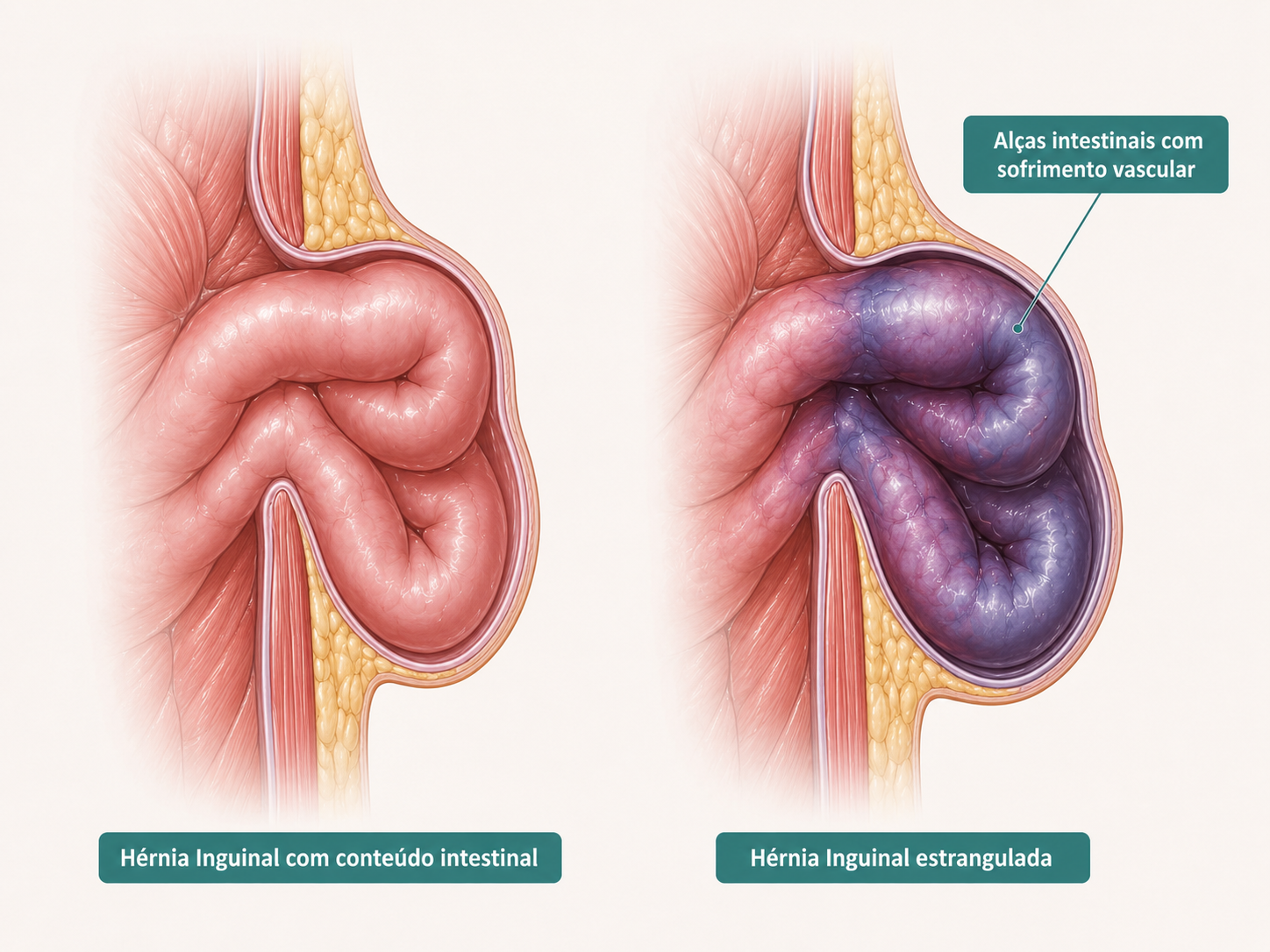 Complicação e estrangulamento da hérnia inguinal