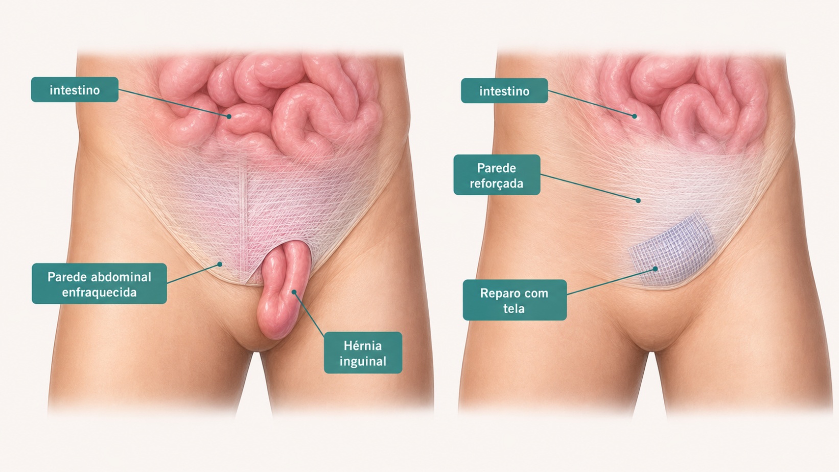 Reparo da hérnia inguinal com tela